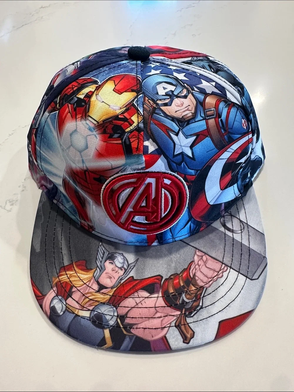 Marvel Kids Blue Red Black Avengers Graphic Snapback Hat - Picture 1 of 5